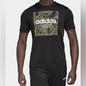 Adidas Men's Size Medium Camo BX T Training Sports Tee Black and Olive Graphic
